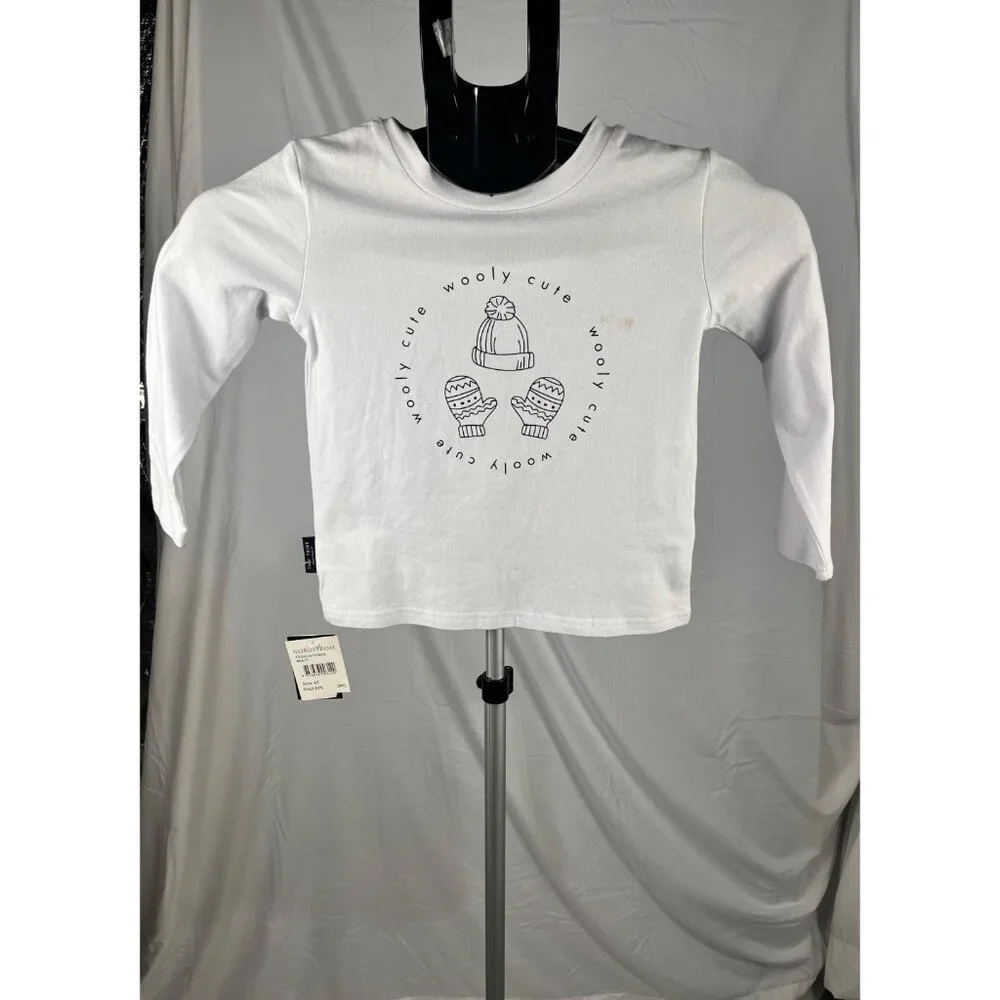 Tiny Tribe Kids White Long Sleeve T-Shirt Size 4T Boys Girls Casual Top